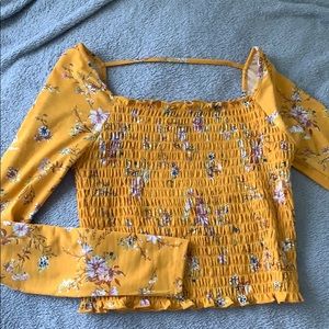 Yellow Ribbed Cropped Longsleeve